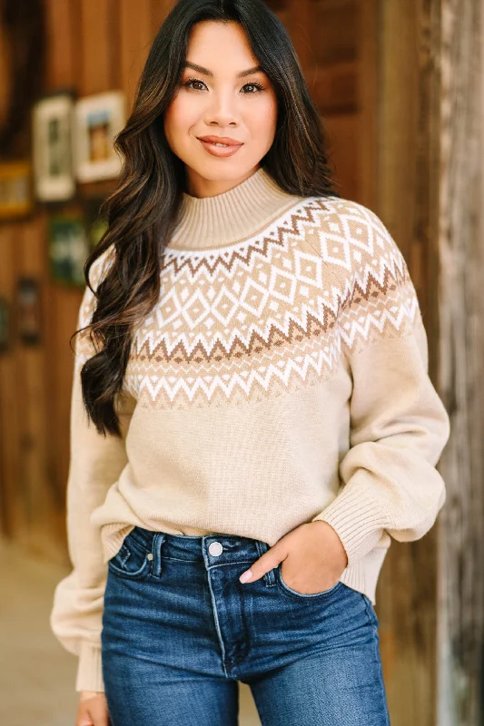 Give You Fun Oatmeal Brown Fair Isle Sweater