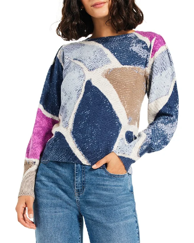 NIC+ZOE Printed Tiles Femme Sleeve Sweater